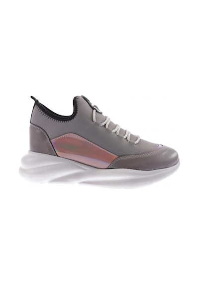 Dgn 315 Kadin Kalin Taban Strech Detayli Silver Taş Bağcikli Sneakers Ayakkabi 315-2026-R6469 Gri - Platin