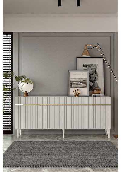 Fontana Lazer Pleksi Desen Konsol Tv Sehpası Çok Amaçlı Dolap 180 Cm Ba Beyaz - Altın Fontana Lazer Pleksi Desen Konsol Tv Sehpası Çok Amaçlı Dolap 180 Cm Ba Beyaz - Altın