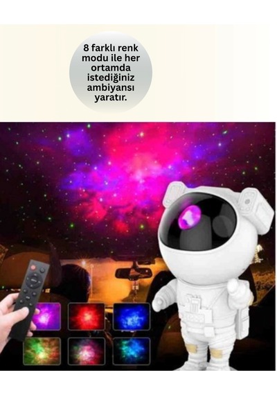 Bluetooth Ve Dahili Ses Özellikli Astronot Projeksiyon Lambası