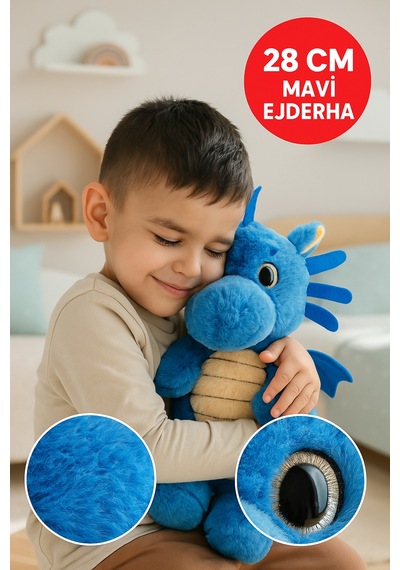 Mavi Ejderha Peluş Oyuncak Yumuşak Dolgulu Sevimli Peluş Ejderha 28 Cm Çocuk Oyuncak Diğer