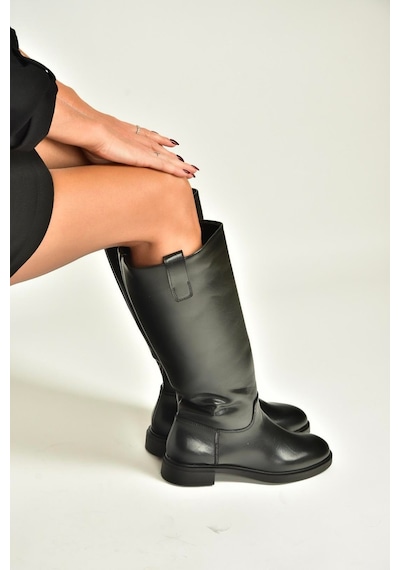 Fox Shoes V973540209 Siyah Alçak Topuklu Klasik Binici Çizme Siyah