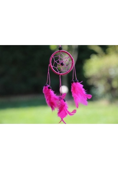 Araba Süsü Tüylü Pembe Mini Rüya Kapanı / Düş Kapanı / Dreamcatch