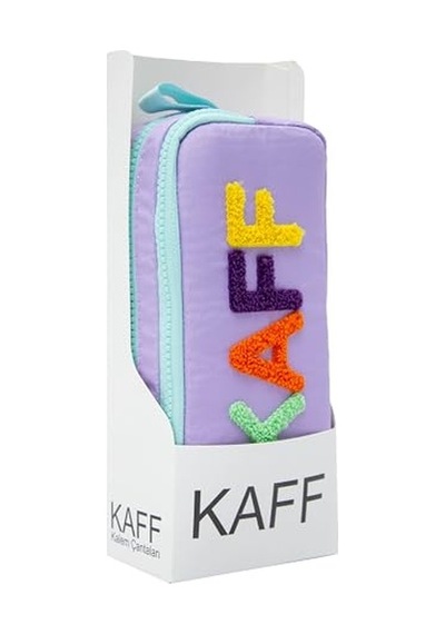 Kaff 01108 Su Geçirmez Bondit Kumaş Peluş Baskılı Çift Gözlü Kalemlik Kalem Kutusu Mor & Yeşil Genel