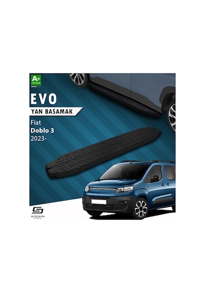 S-dizayn Fiat Doblo 3 Evo Siyah Yan Basamak 203 Cm 2023 Üzeri
