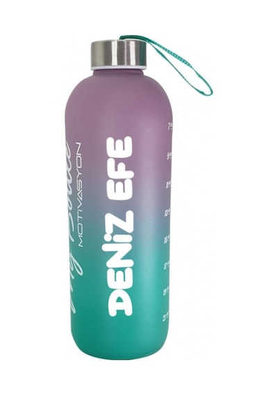 Kişiye Özel Renkli Motivasyon Cam Su Matarası 1 L Hk2705