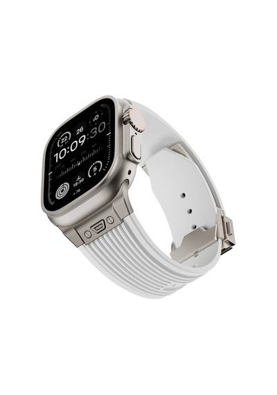 Apple Uyumlu  Watch Ultra 1 / 2 49mm Kordon Klipsli Spor Görünümlü Silikon Kordon 113