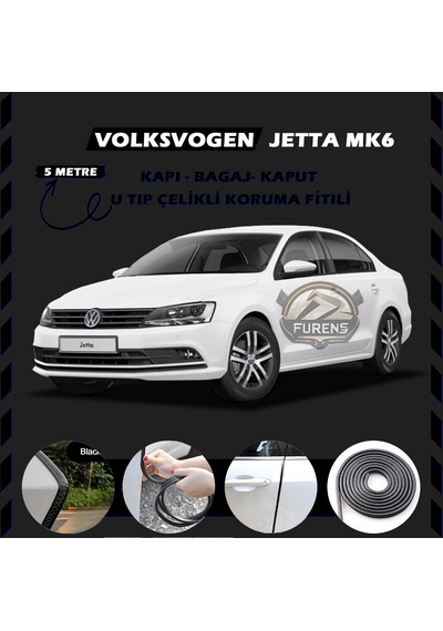 Volksvogen Jetta Mk6 Oto Araç Kapı Koruma Fitili 5 Metre Parlak Siyah Renk