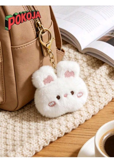 Pokoja Land 1 Paket Sevimli Tavşan Peluş Anahtarlık Çanta Charmı