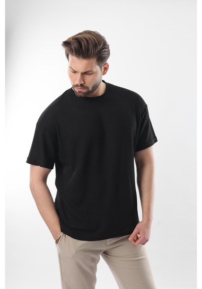 Madmext Siyah Bisiklet Yaka Erkek T-shirt E7127 Siyah