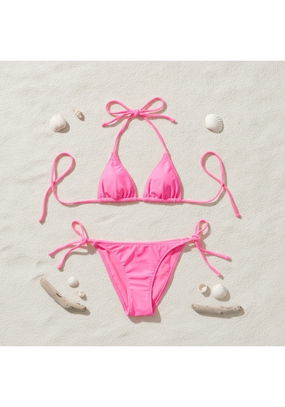 Bonbon Kadın Plaj Giyim Pembe Bikini Takım Bb2595 Çok Renkli