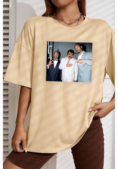 Unisex Müslüm Baba Baskılı T-shirt Bej
