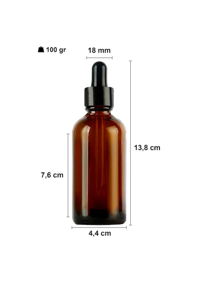Afracam Amber 100 Ml Kapaklı Dropper Damlalık Cam Şişe 20 Adet Siyah