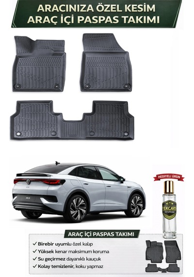 Volkswagen Id 5 2025 Model Aracınıza Özel Üretim Esnek Kauçuk Paspas Takımı