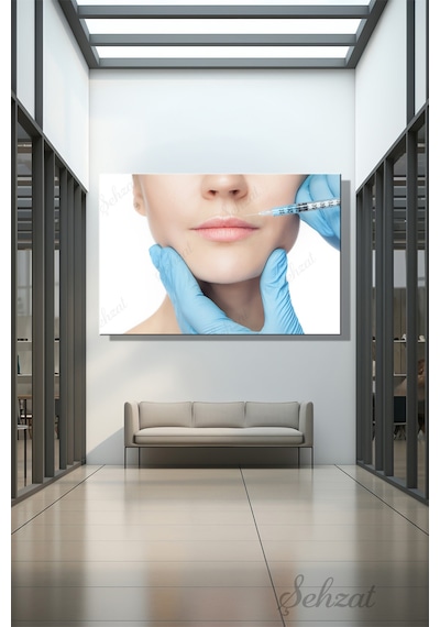 Yatay Tekli Kanvas Duvar Tablosu Modern Klinik Medikal Estetik Enjeksiyon İğne Dolgu Dolgu İş Çok Renkli