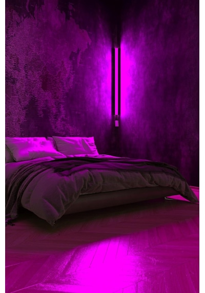 KUMANDALI Köşe Rgb Led Abajur Aplik Gece Lambası Siyah KUMANDALI Köşe Rgb Led Abajur Aplik Gece Lambası Siyah