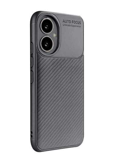 Honor 400 Uyumlu Kılıf Karbon Tasarım Kamera Korumalı Silikon Telefon Kılıfı Kapak Gri