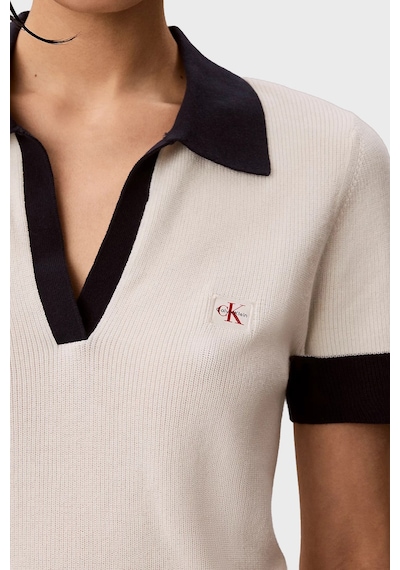 Calvin Klein Logolu % 100 Pamuk Regular Fit Polo Lv047g308gyas Bayan Polo Lv047g308g Yas Krem