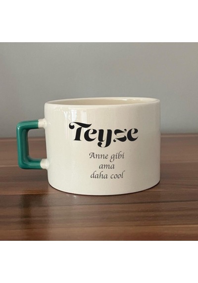 Teyze Baskılı Yeşil Kulplu C Fincan