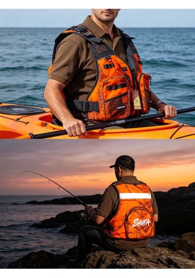 Ayarlanabilir Can Yeleği Balıkçılık, Sörf, Kano, Sup Ve Su Sporları İçin Güvenlik Yeleği Turuncu