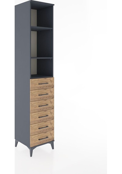 Hyperion Dolap 3 Raflı 6 Çekmeceli 44x44x221 Antrasit-çam Antrasit