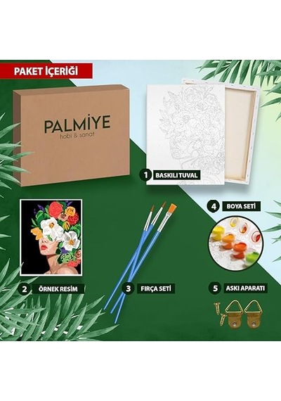 Sayılarla Boyama Tuval Seti Fırça Boya Dahil Çıtalı 40x50 Cm - Aynadaki Kadın