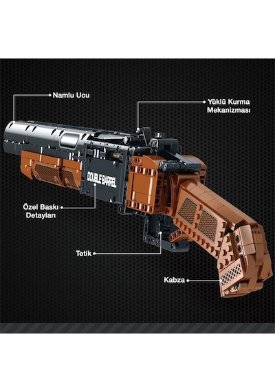 Reobrix 77028 Çift Namlu Av Tüfeği Yaratıcı Yapı Blok Seti Building Blocks Double-barreled Shotgun - 1006 Parça