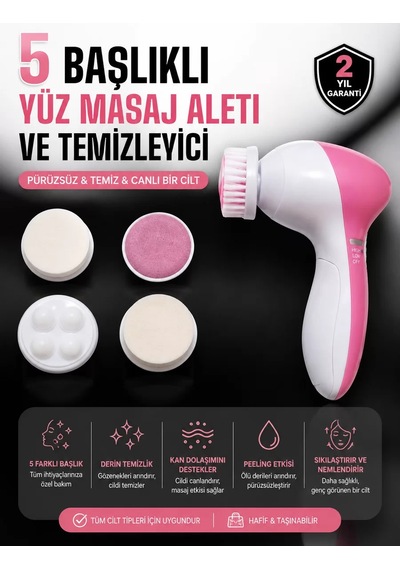 5 Fonksiyonlu Kablosuz Yüz Temizleme Cihazı İle Derinlemesine Cilt Bakımı Mh-hs5215-1578
