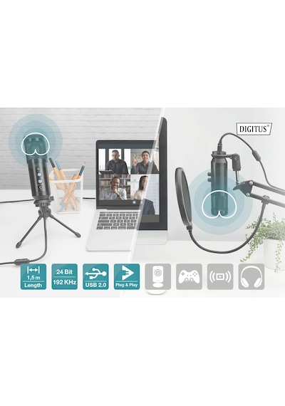 Usb Kondansatörlü Mikrofon, Profesyonel Set, Mikrofon Kollu, Pop Koruması Ve Rüzgar Koruması, S