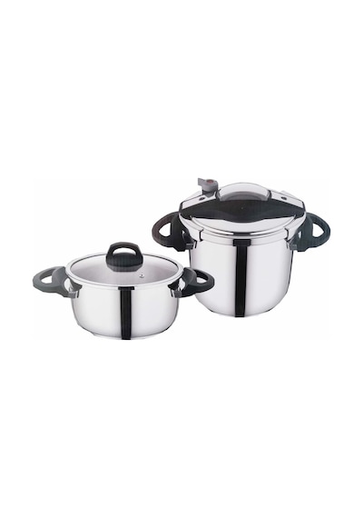 Falez Twist Cook Düdüklü Tencere Seti 4+7 L Siyah Gri TWC1001 Siyah