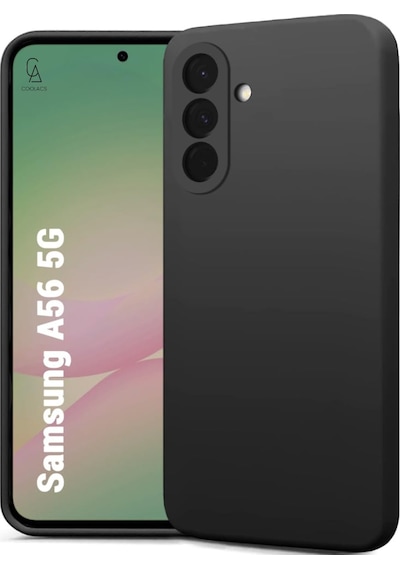 Samsung Galaxy A56 Uyumlu Kılıf Esnek Silikon Telefon Kılıfı Ve Temperli Cam Ekran Koruyucu Siyah