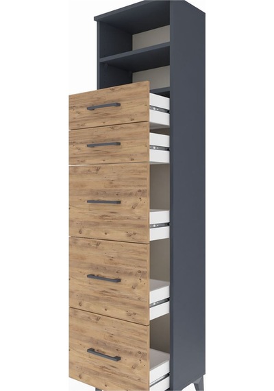 Arges Dolap 2 Raflı 5 Çekmeceli 44x30x182 Antrasit-çam Antrasit