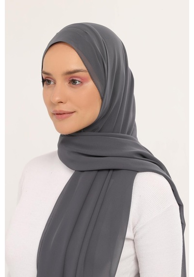 Altobeh Hazır Lüks Pratik Hijablı Şifon Şal Füme