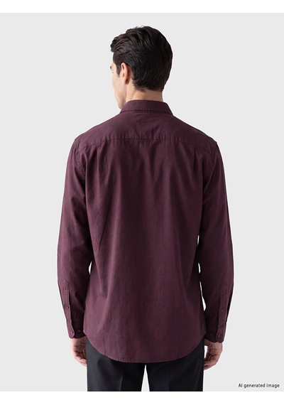 Lcwaıkıkı Classic Bordo Standart Kalıp Armürlü Erkek Gömlek