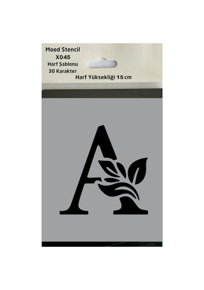Stencil Harf Boyama Şablonu X045 Harf Yüksekliği 15 Cm