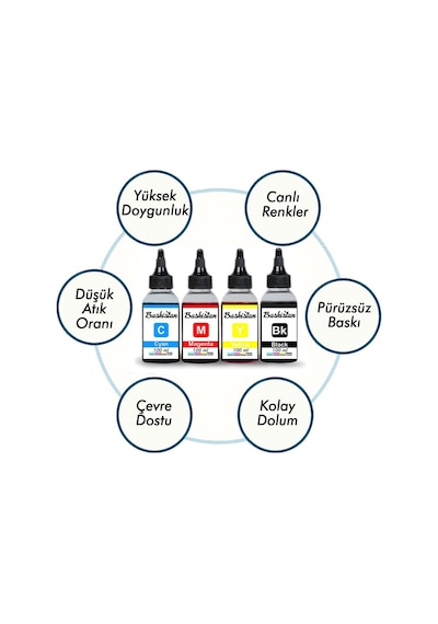 For Epson Claria ve L Serisi Yazıcılara Uyumlu 4X100 ML Mürekkep