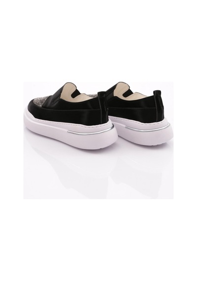 Dgn 053 Kadin Önü Taşli Sneaker Ayakkabi Siyah Metalik