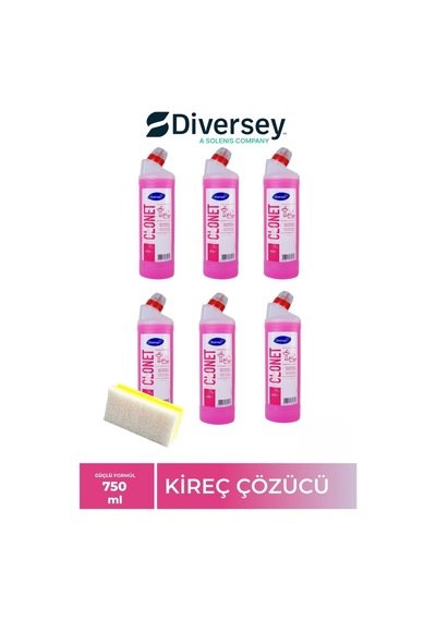 Banyo Temizleyici Ve Kireç Çözücü 750 Ml 6 Adet + Hassas Temizlik Süngeri 1 Adet 160gr