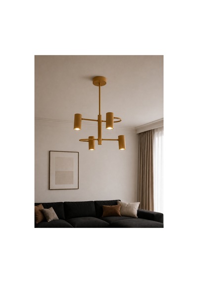 Aureon 4'lü Eskitme Sarkıt Avize Modern Metal Silindir Başlıklı Dekoratif Salon Ve Yemek Masası Avizesi