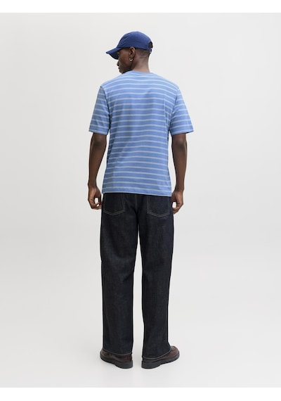Jack & Jones Erkek Çizgili Nakis Islemeli Tisört - Norrebro - 12291021 Marina