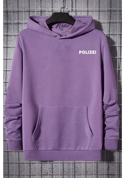 Uyguntarz Unisex Polizei Sırt Baskılı Sweatshirt Lila