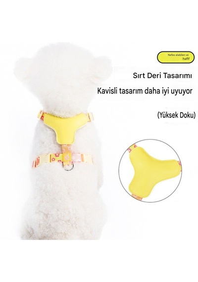 Yacel Duomm Köpek Tasması Ve Gezdirme Halatı Gögüs Ve Sırt Setli Reflektörlü Sarı
