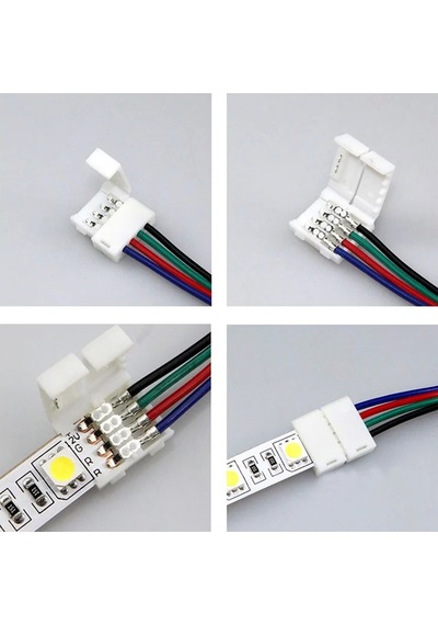 3 Adet 10Cm Rgb Şerit Led Ekleme Aparatı Kablolu 4Pin Birleştirme