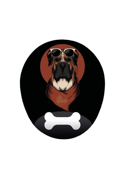 Boxer Köpek Turuncu Siyah Renkler - Bilek Destekli Köpekli Baskılı Mouse Pad 20x23 Cm Mousepad