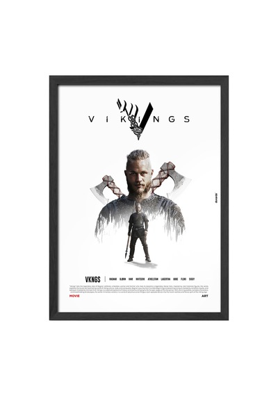 Vikings Siyah Ahşap Çerçeveli Poster, Dizi Duvar Tablosu