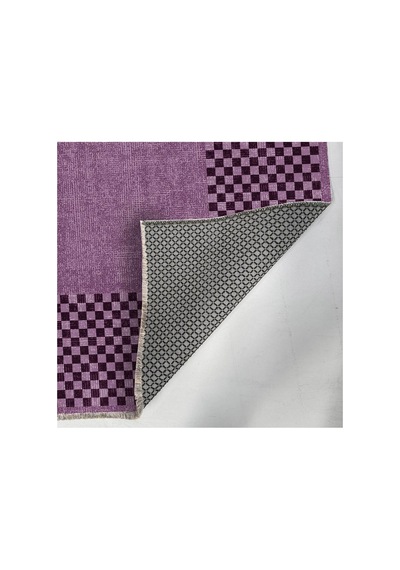 Mürdüm Lila Damalı Bordürlü Modern Halı Geometrik Salon Ve Oda Halısı 3047-4 Mor