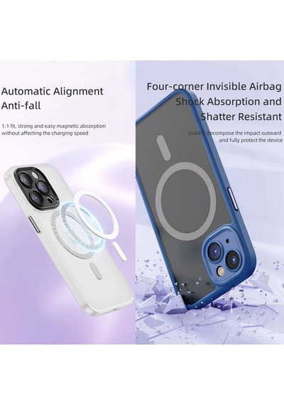 Rock Apple Uyumlu iPhone 15 Pro Max Kılıf Guard Touch Lens Korumalı Magsafe Anti Shock - Titanium Gray Titanium Gray