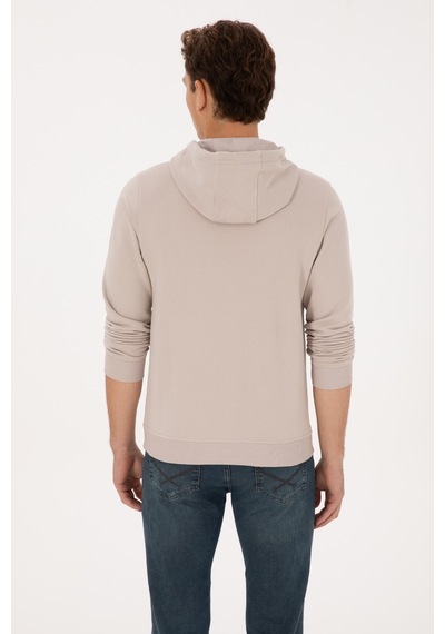 U.S. Polo Assn. Erkek Regular Fit Kapüşonlu Taş Sweatshirt 50316364-VR049