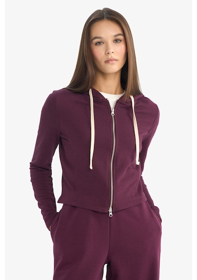 Defacto Oversize Kapüşonlu Fermuarlı Sweatshirt G6384ax25wnbr171 Bordo-br171