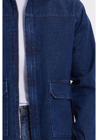 Tudors Erkek Relax Fit Rahat Kesim Çift Cep Denim Lacivert Kot Mont Gömlek-42027 Lacivert