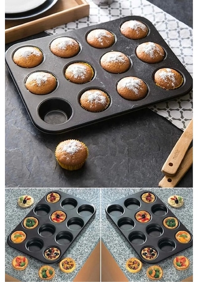 Muffin Kalıbı 12'li Kek Pasta Kurabiye Cupcake Lüx Muffin Kalıbı Kek Çörek Fırın Kapsülü Çok Renkli